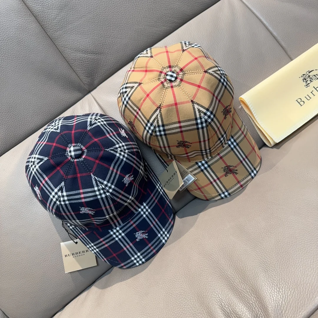 Plaid printed baseball cap