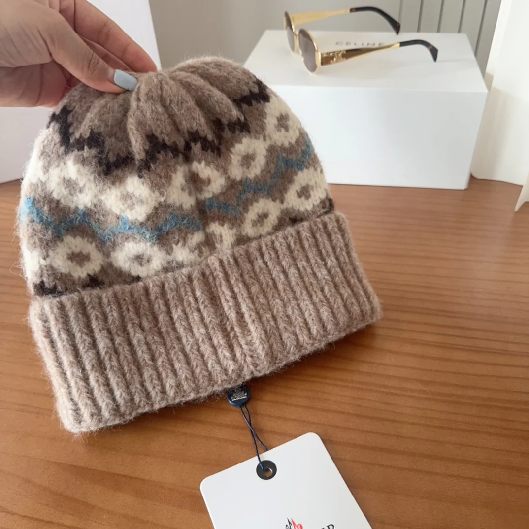 Patterned Wool Knit Beanie