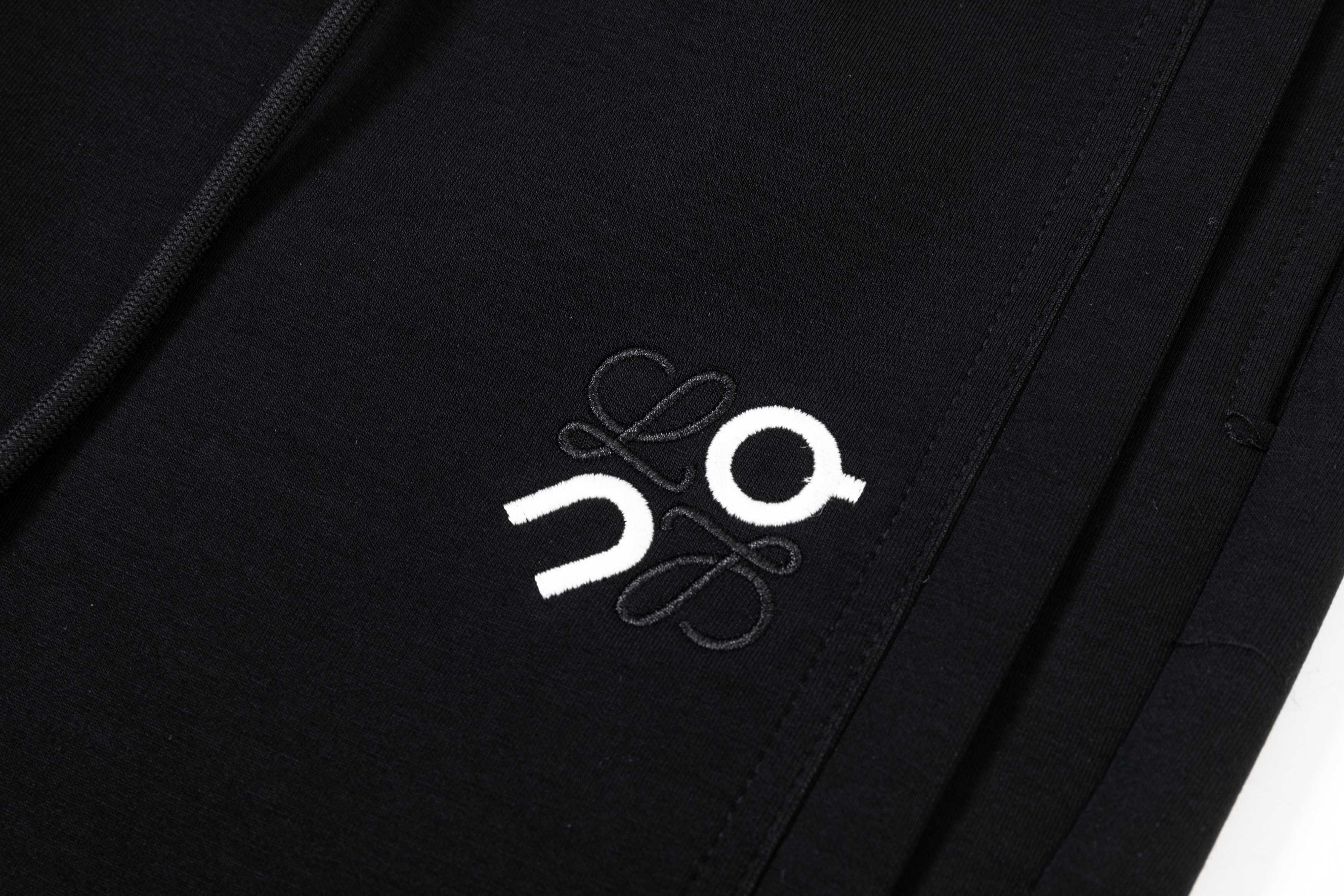 Embroidered drawstring casual trousers