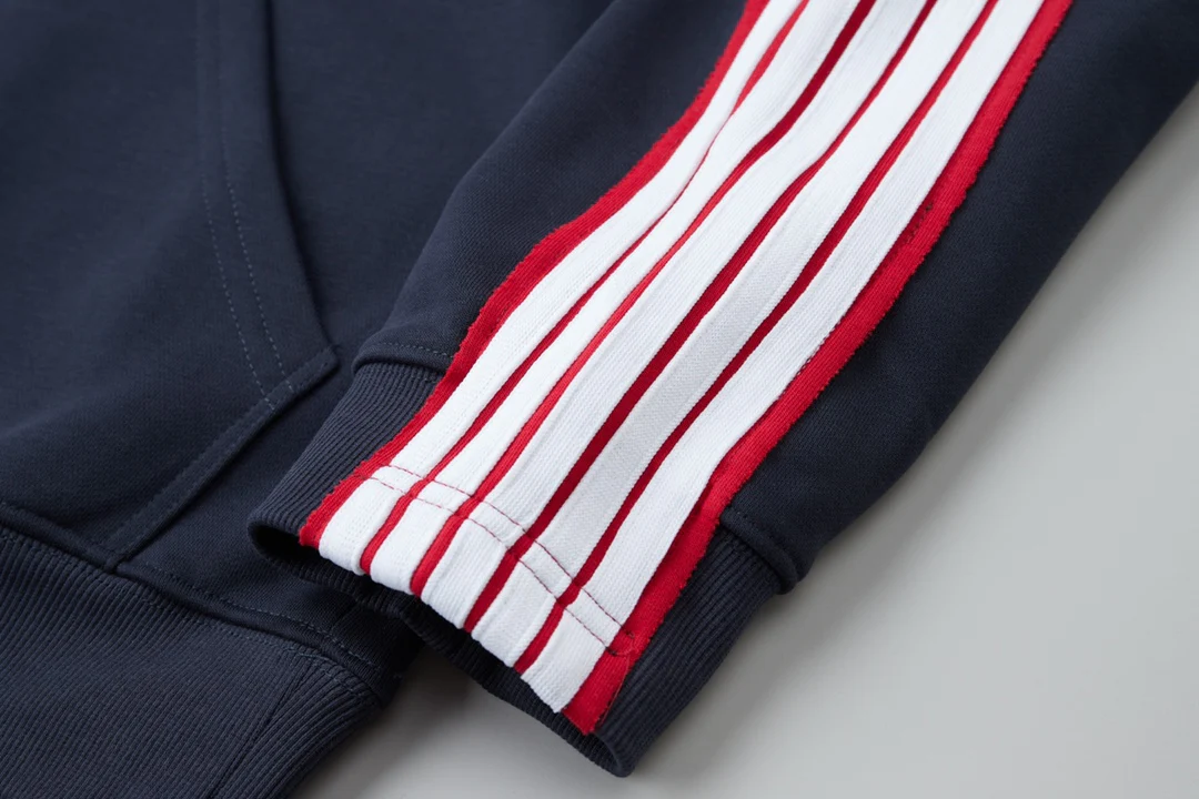 Web stripe hooded sweatshirt