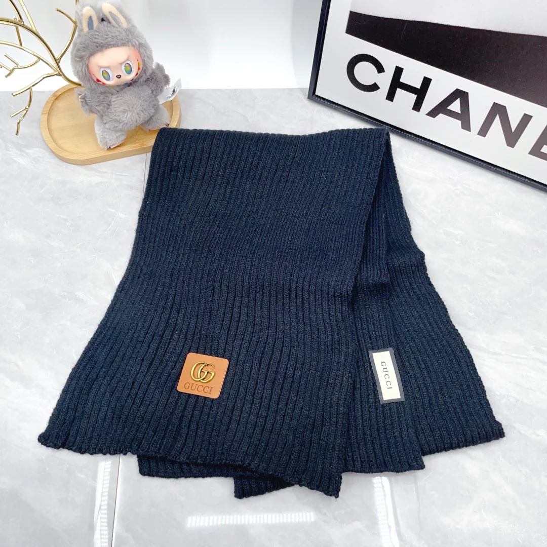 Metal Letters knitted scarf hat gloves set