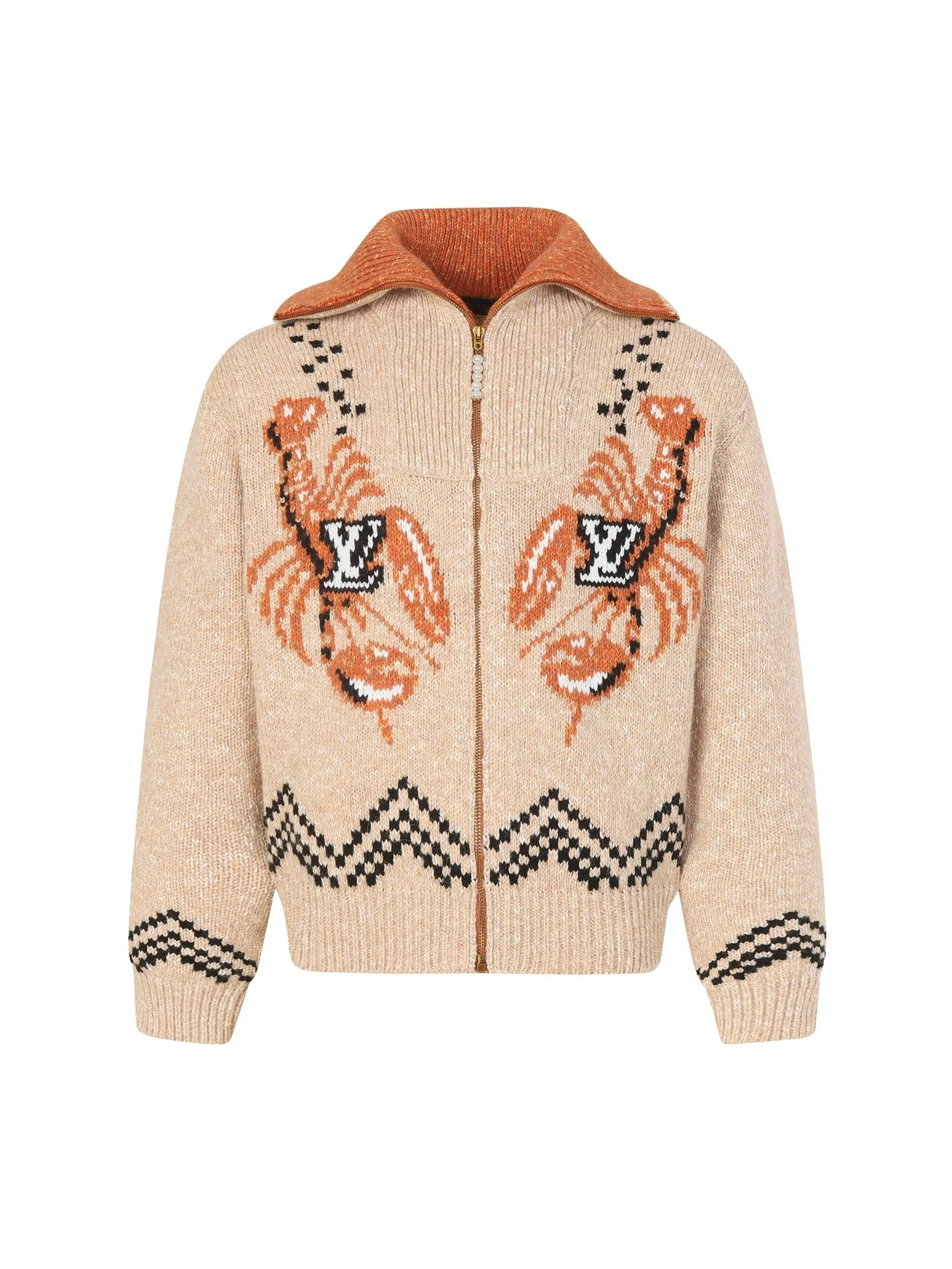 Printed zip-up knit jacket