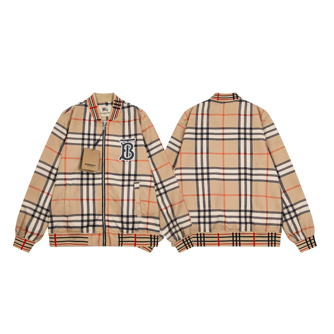 Plaid colorblock zip-up jacket