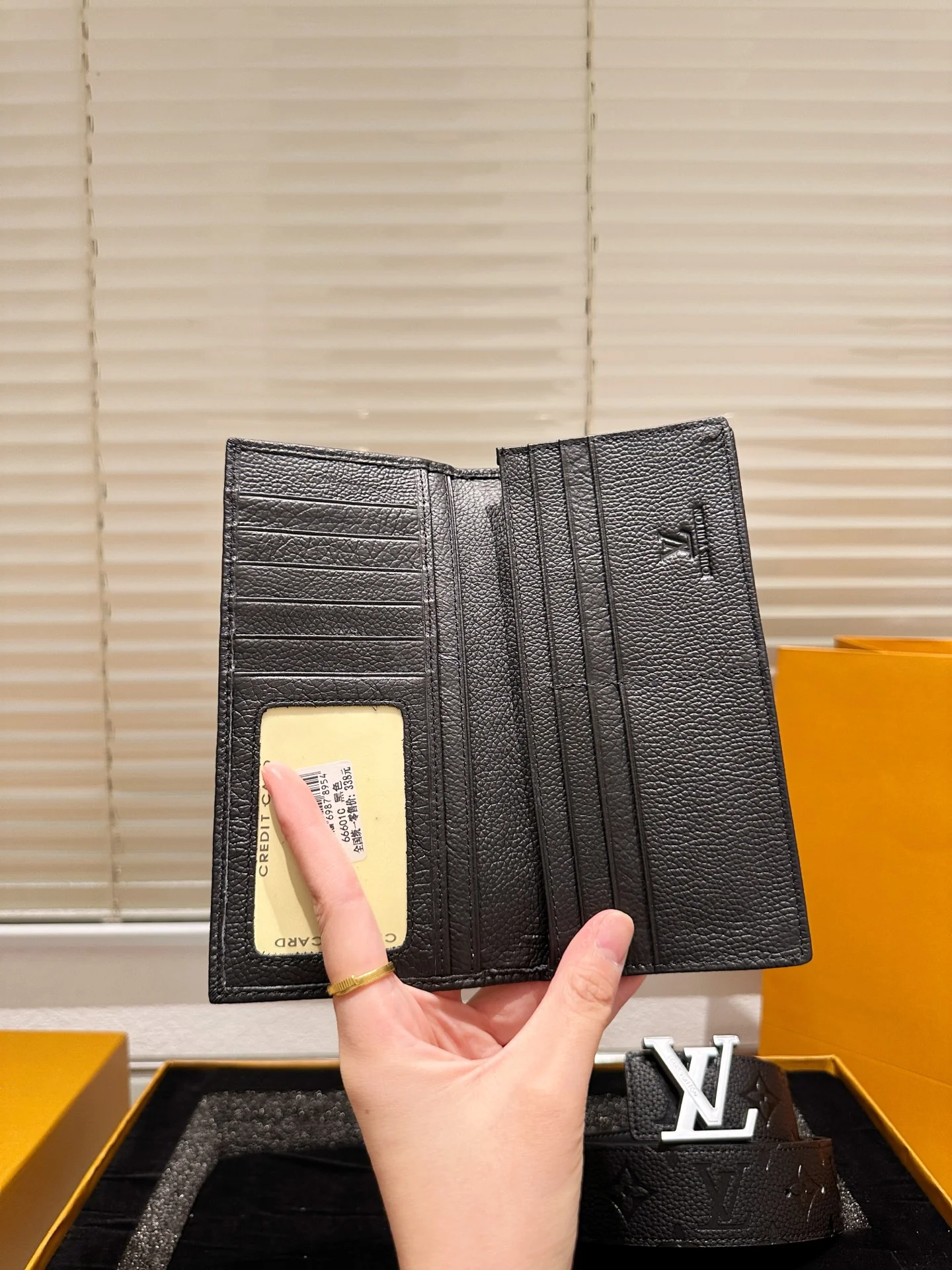 Men's Black Printed Wallet + Belt Gift Box