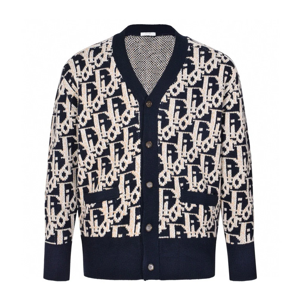 Knitted jacquard cashmere cardigan
