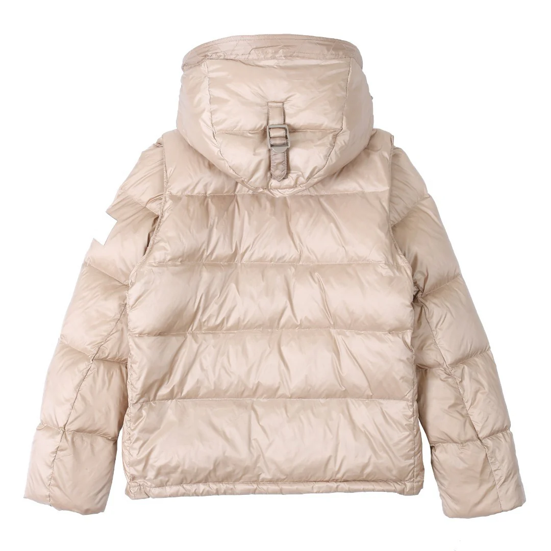 Check hooded down jacket