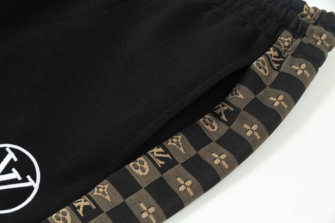 Web-paneled jacquard trousers