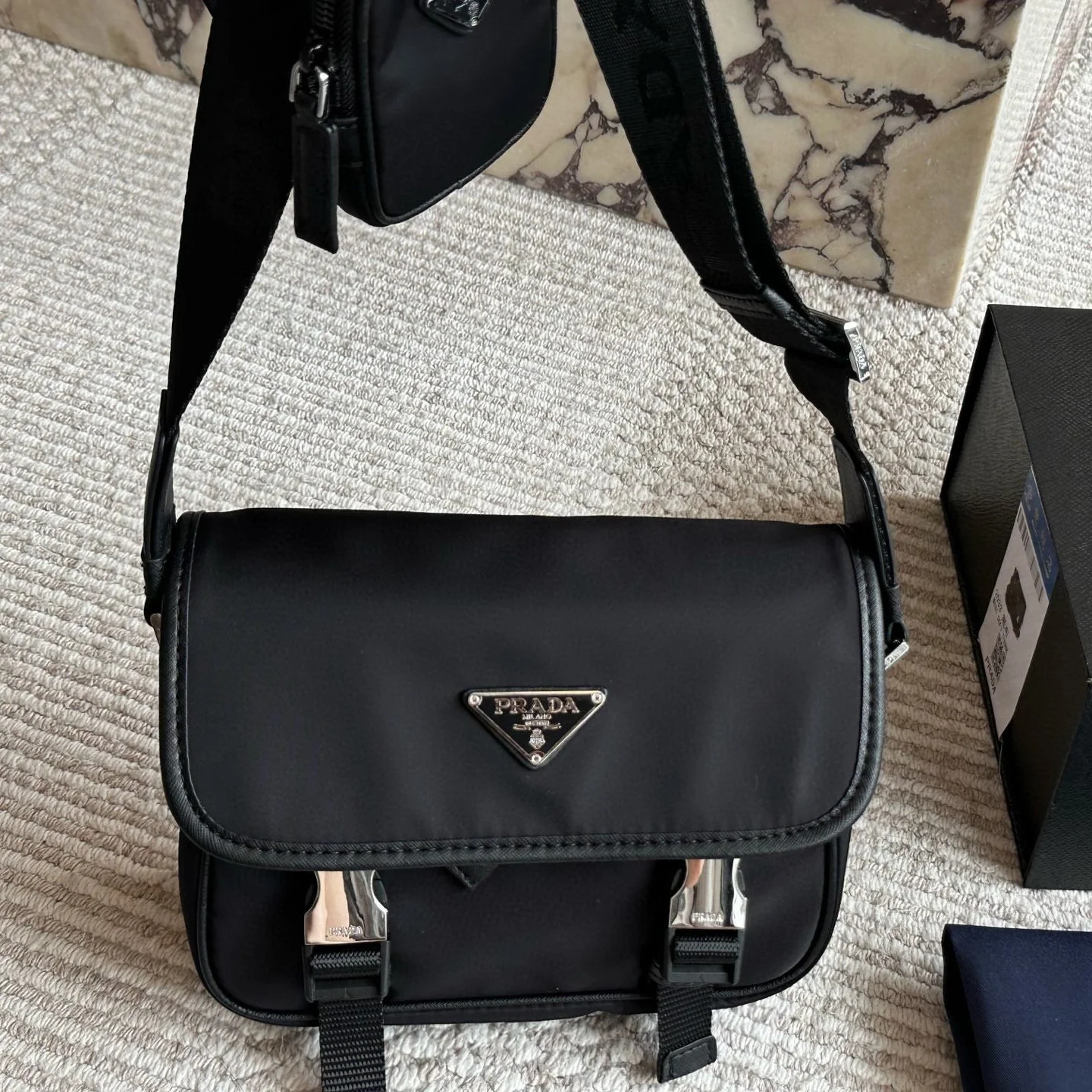 Black Nylon Men's Messenger Bag