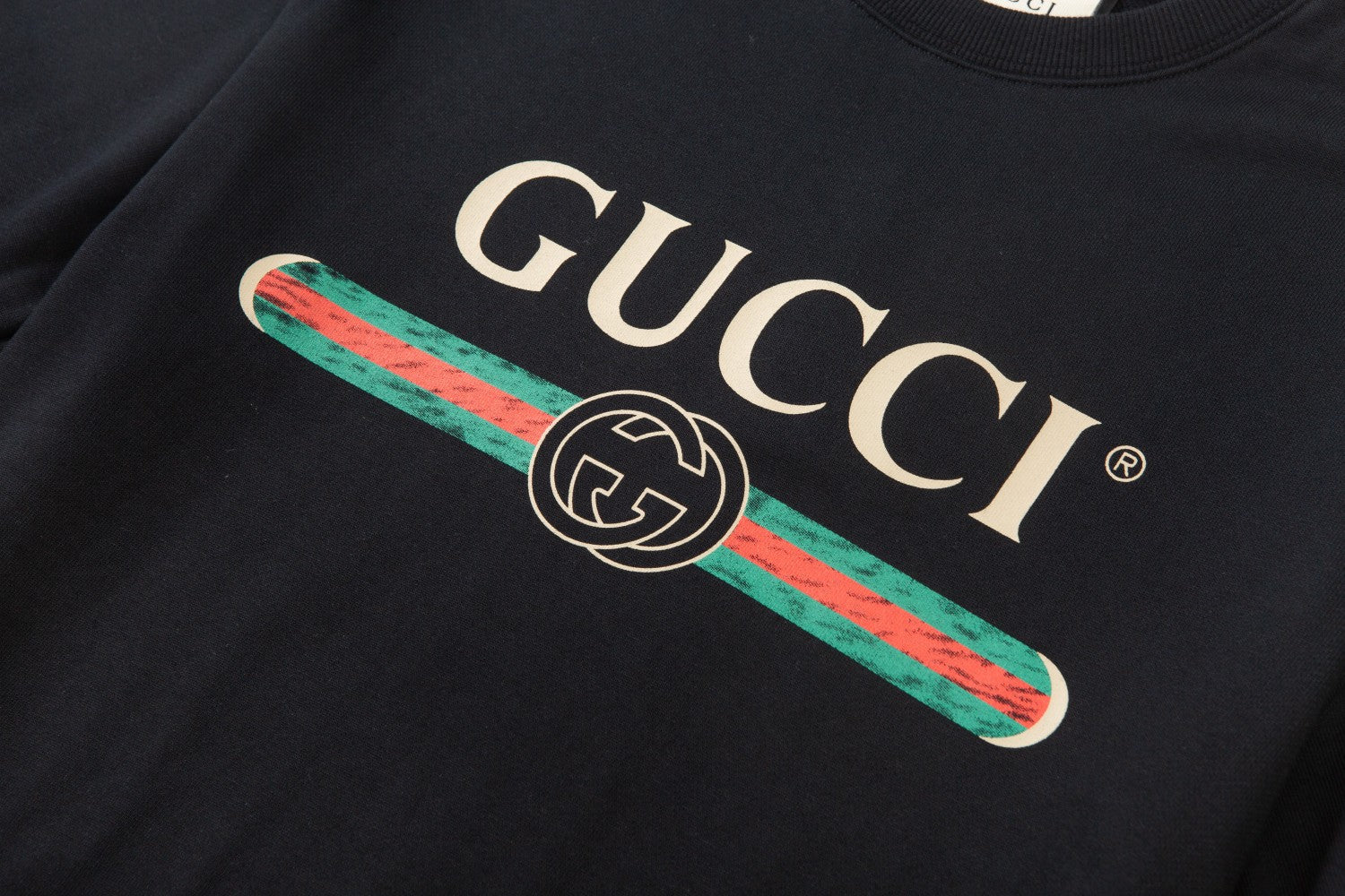 Printed crew neck cotton sweatshirt