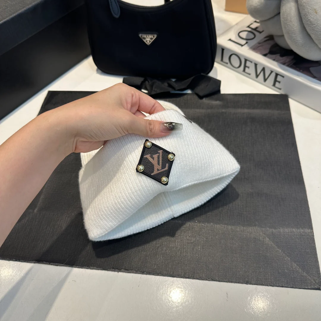 Leather Print Cashmere Knitted  Beanie