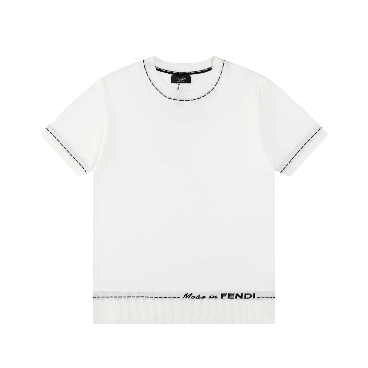 Knitted embroidered cotton T-shirt