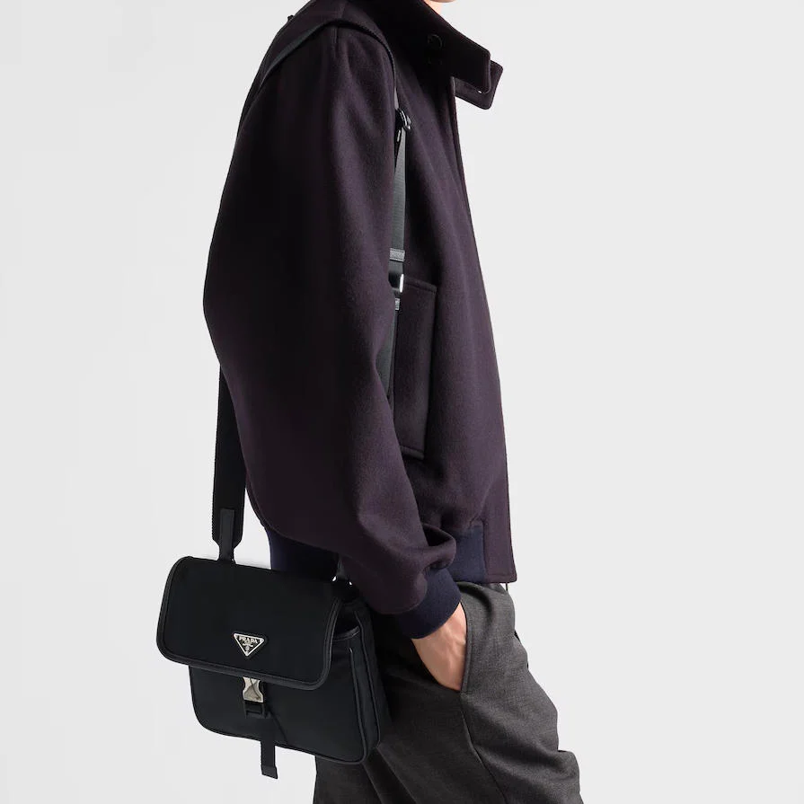 Men's Recycled Nylon Leather Crossbody Bag