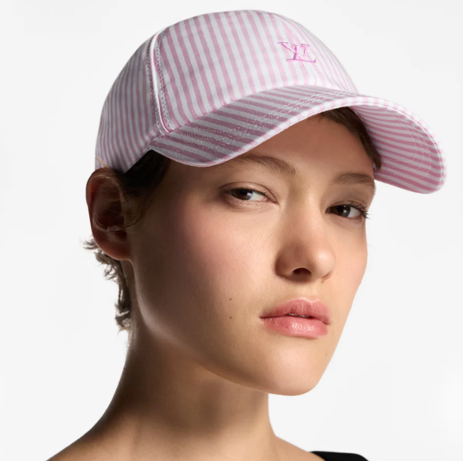 Striped embroidered baseball cap