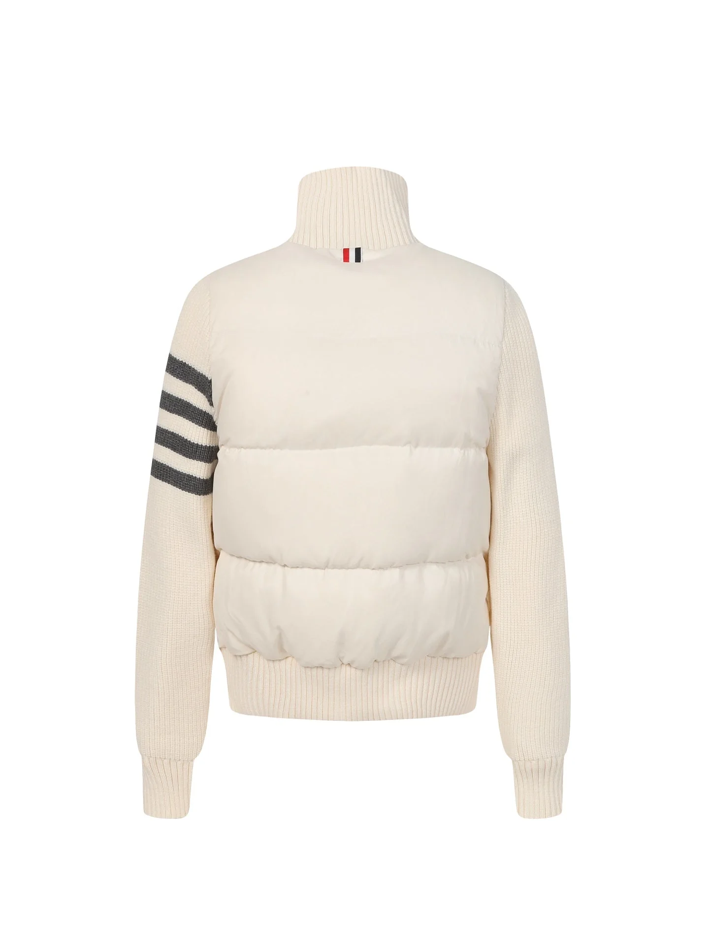 Knitted stand collar down jacket