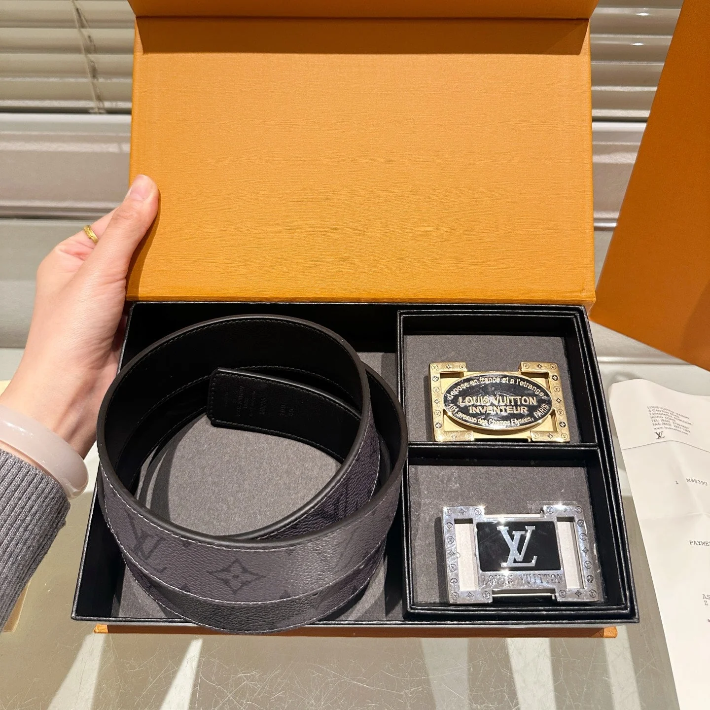 Men's Printed Belt with Double Buckle Gift Box