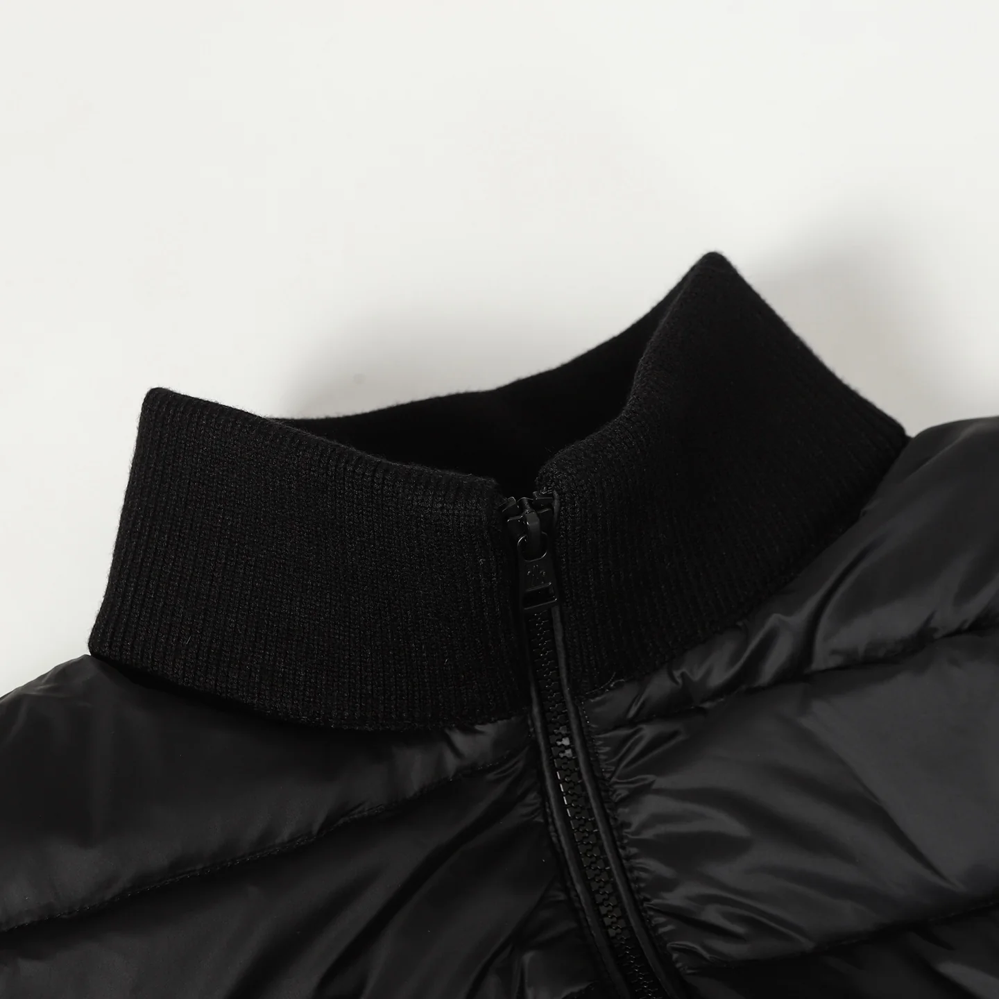 Wool knit down stand collar jacket