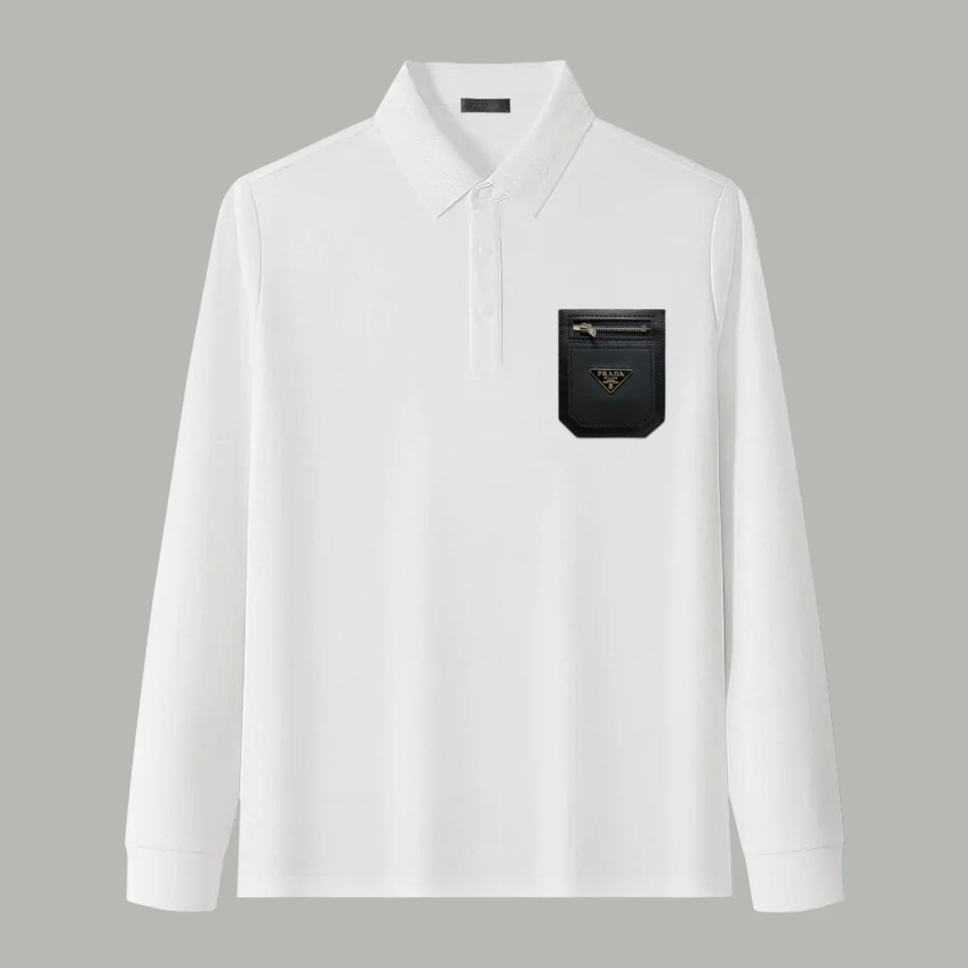 Pocket lapel polo long-sleeved T-shirt