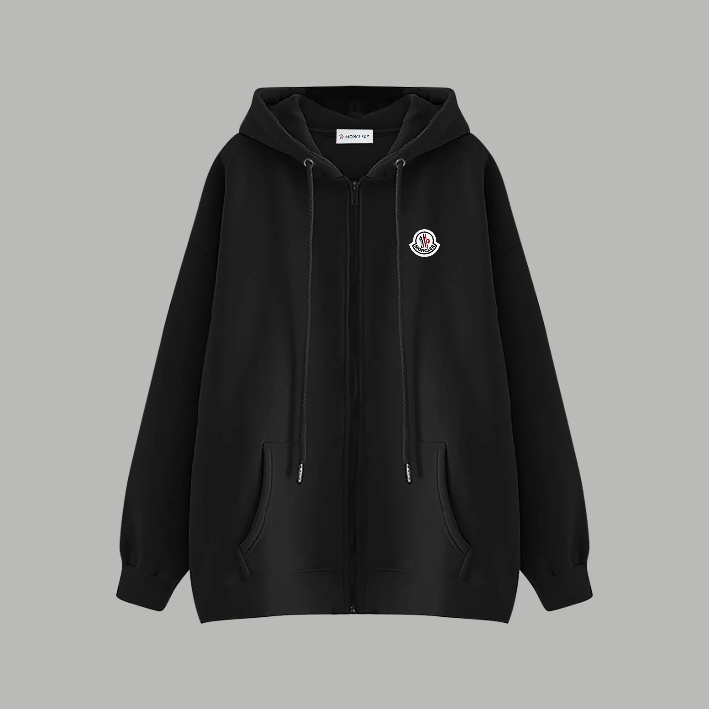 Embroidered zip-up hooded sweatshirt