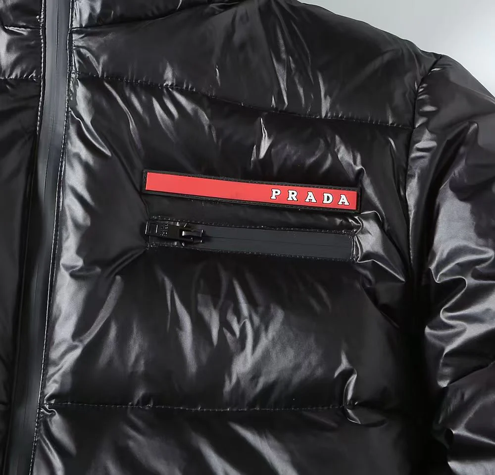 Silicone label hooded down jacket