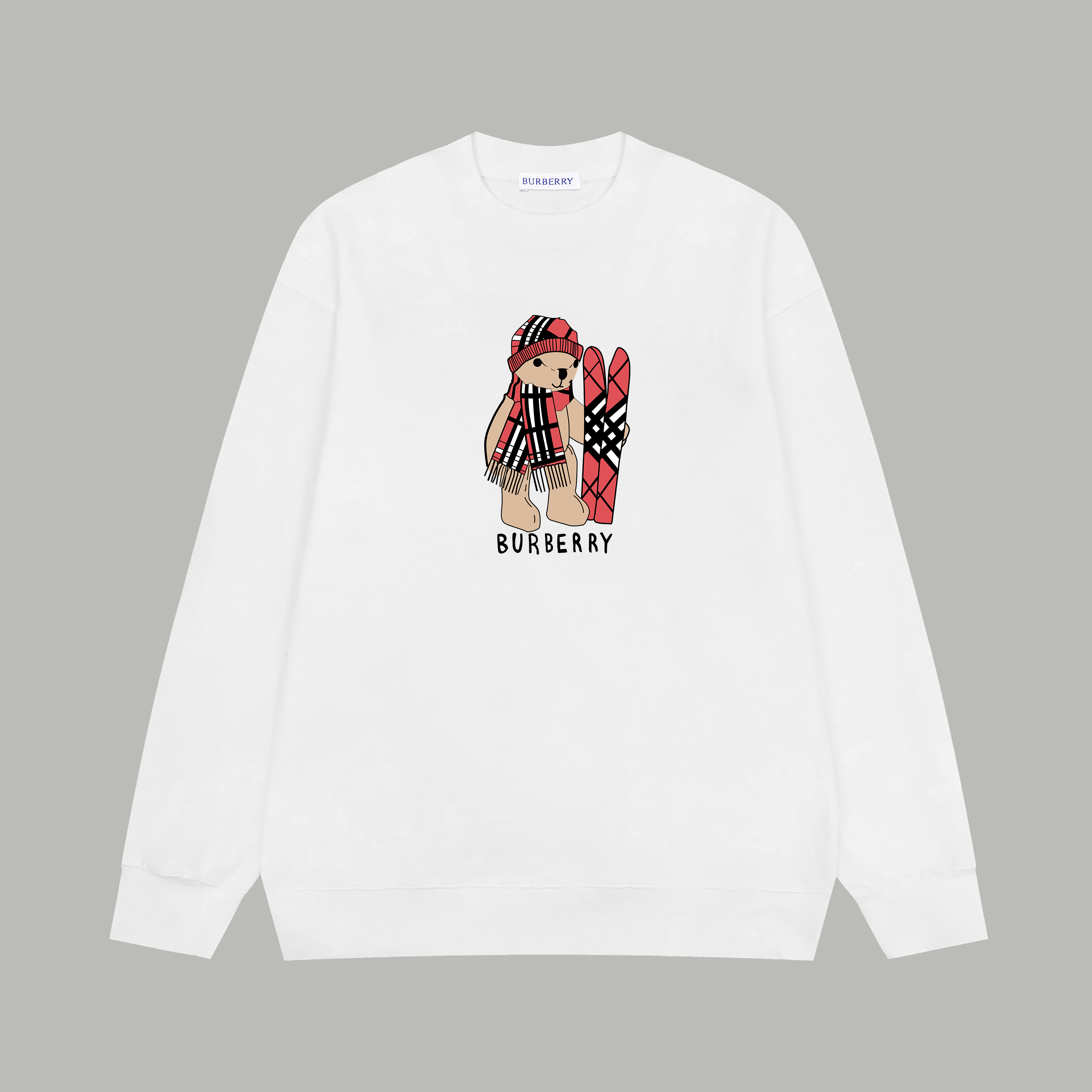 Cartoon Ski Bear Crew Neck Sweatshirt