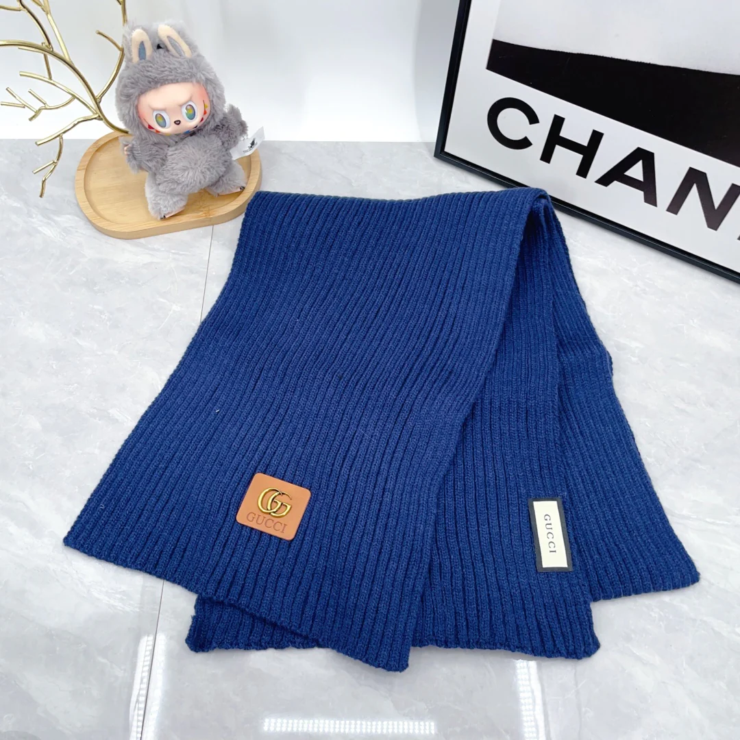 Metal Letters knitted scarf hat gloves set