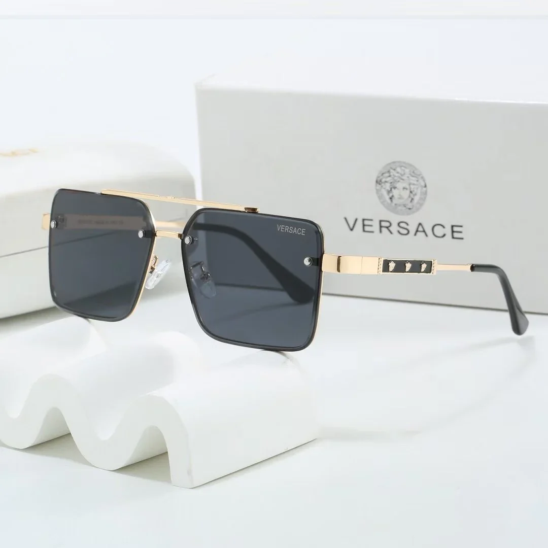 Gradient two-tone metal square sunglasses