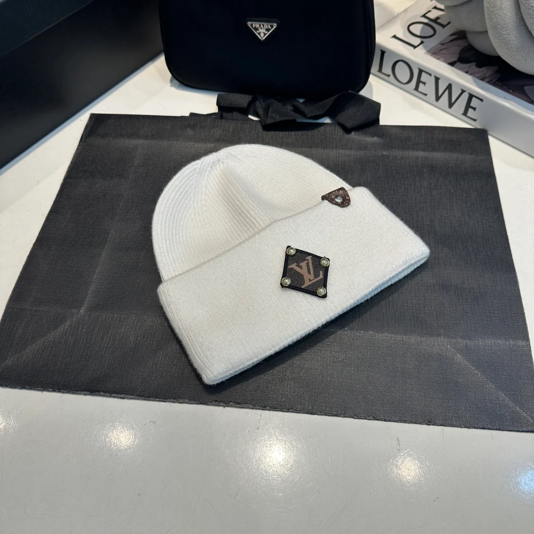 Leather Print Cashmere Knitted  Beanie