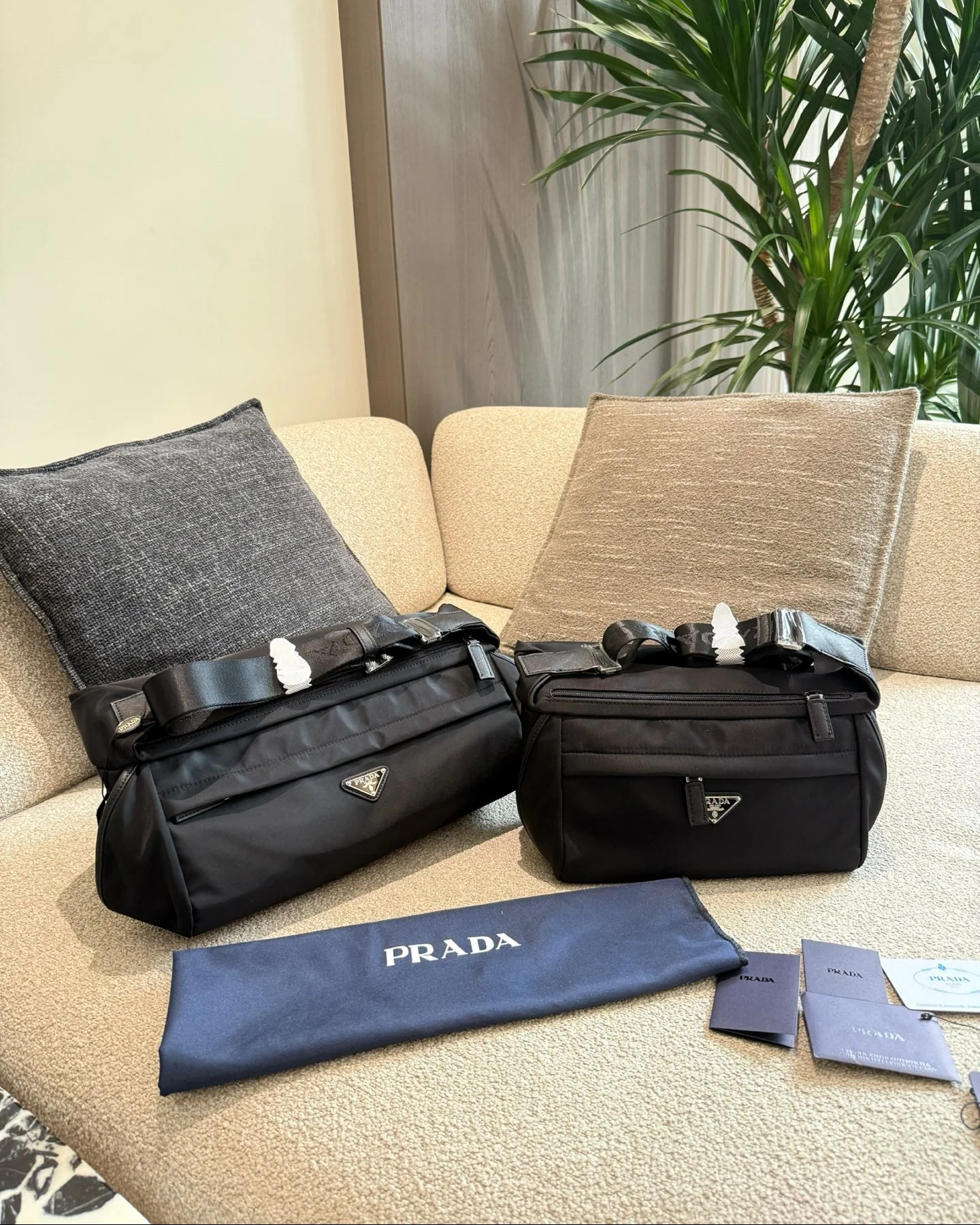 Nylon And Leather Shoulder Bag