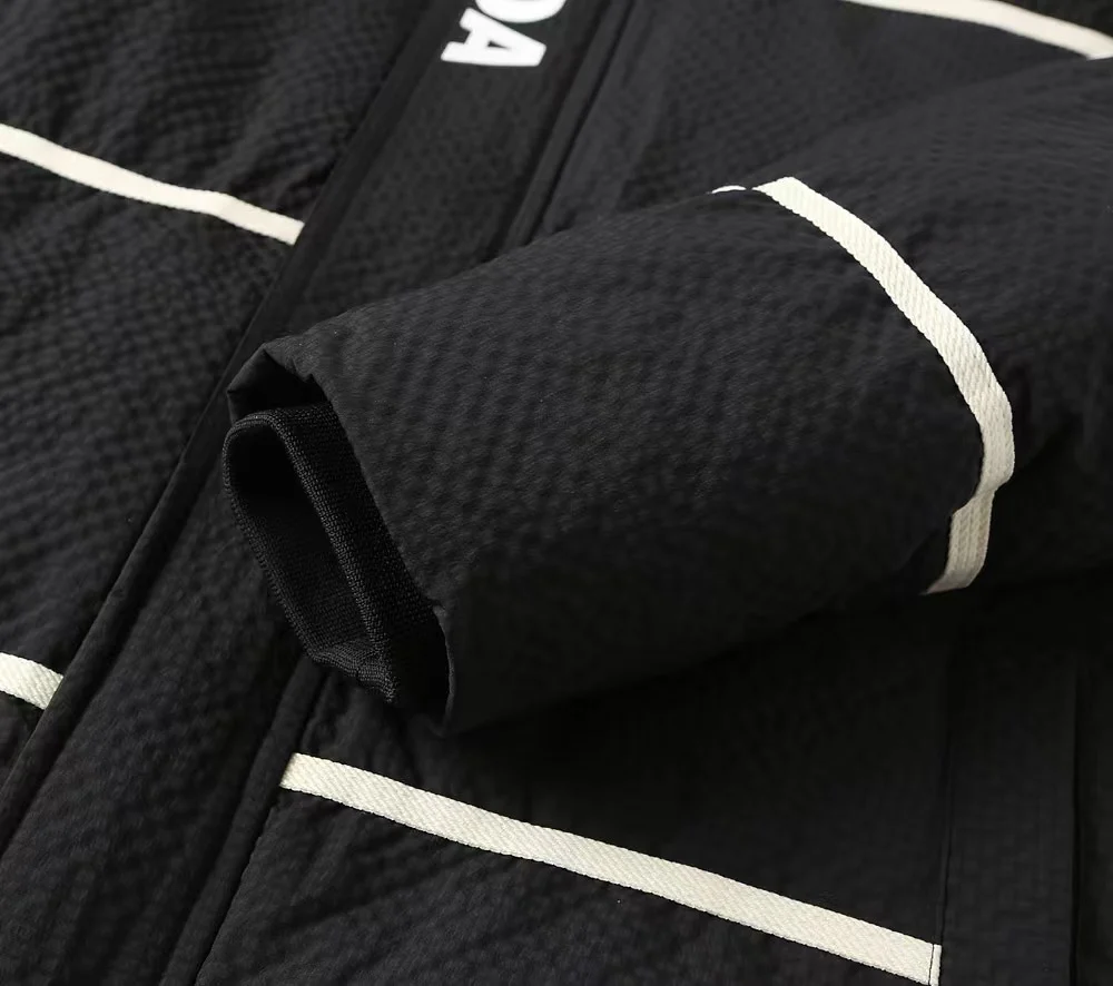 Striped zip-up down jacket