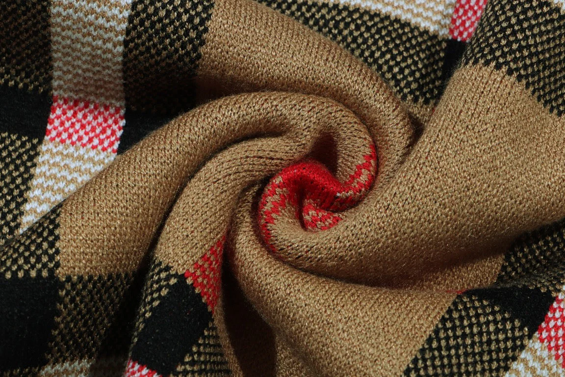 Knitted plaid cashmere sweatshirt