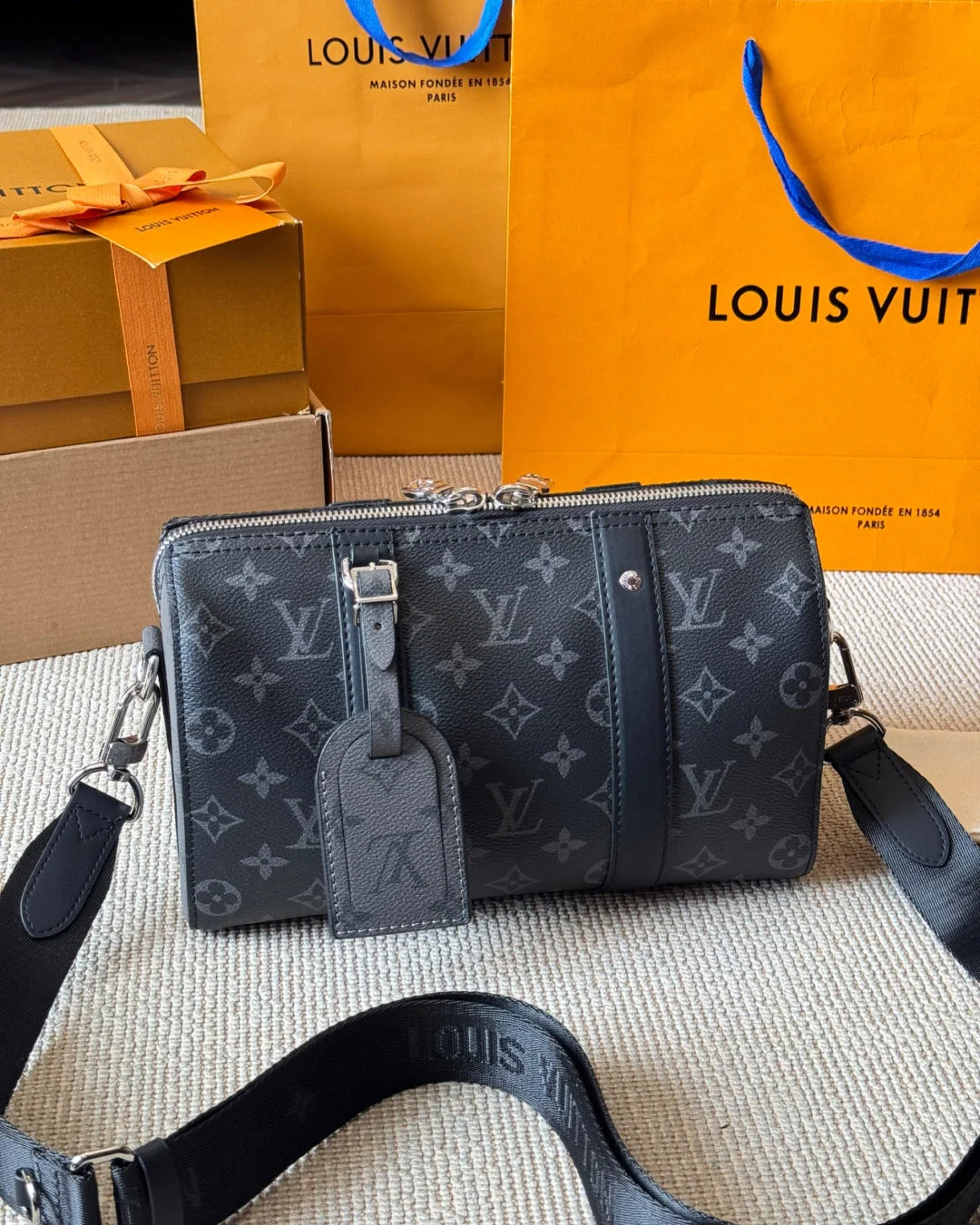 Men's Black and Gray Pillow Crossbody Bag