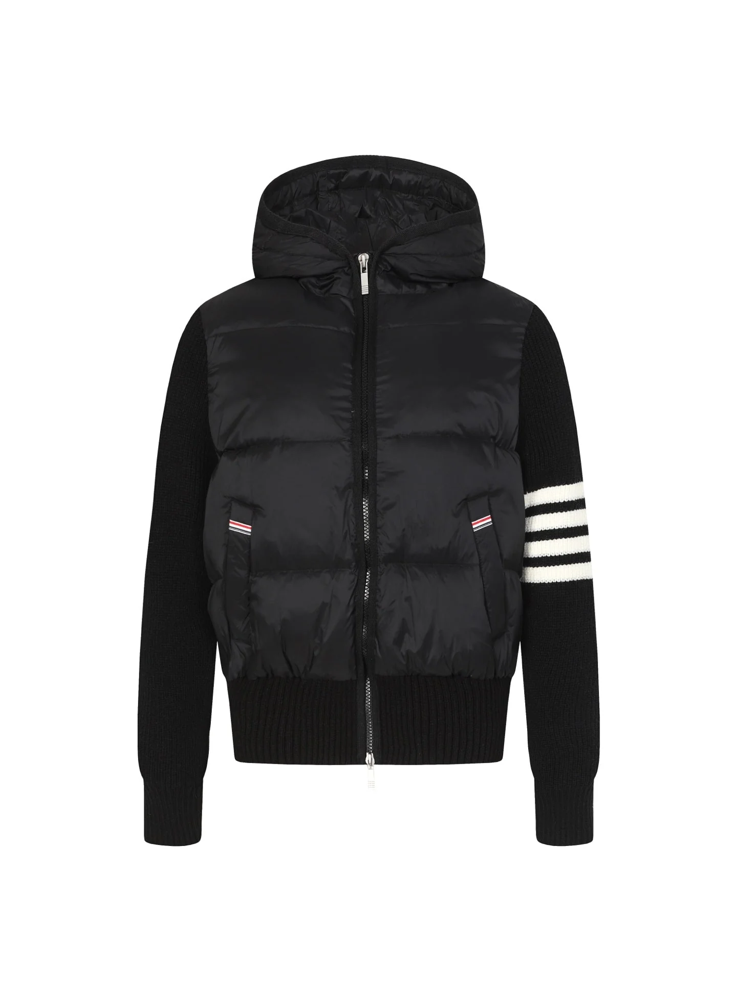 Knitted hooded down jacket