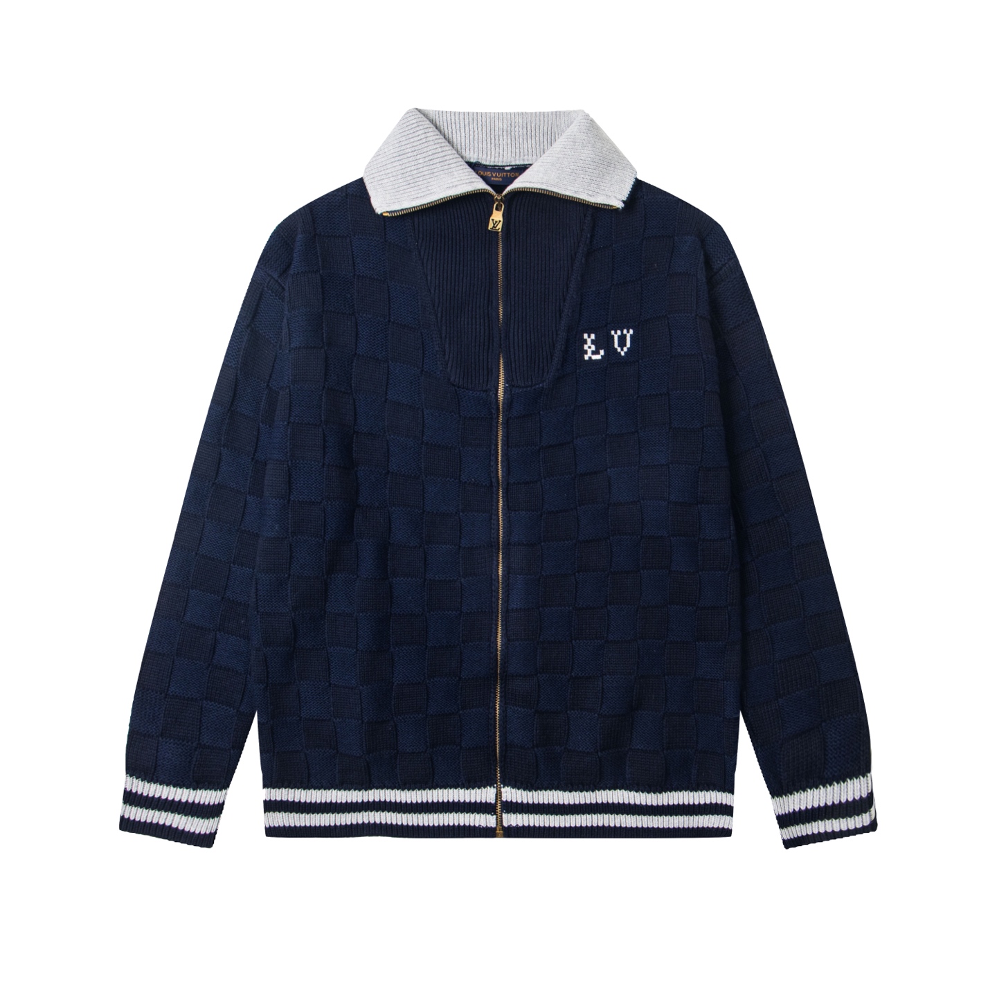 Jacquard cashmere zip-up cardigan sweater
