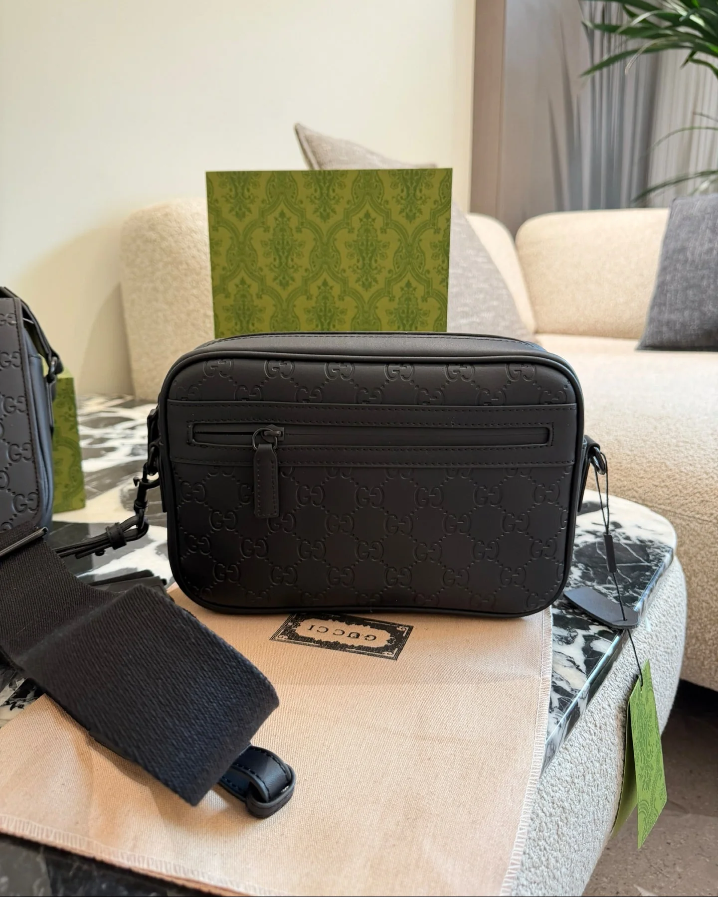 Men's Black Leather Crossbody Bag