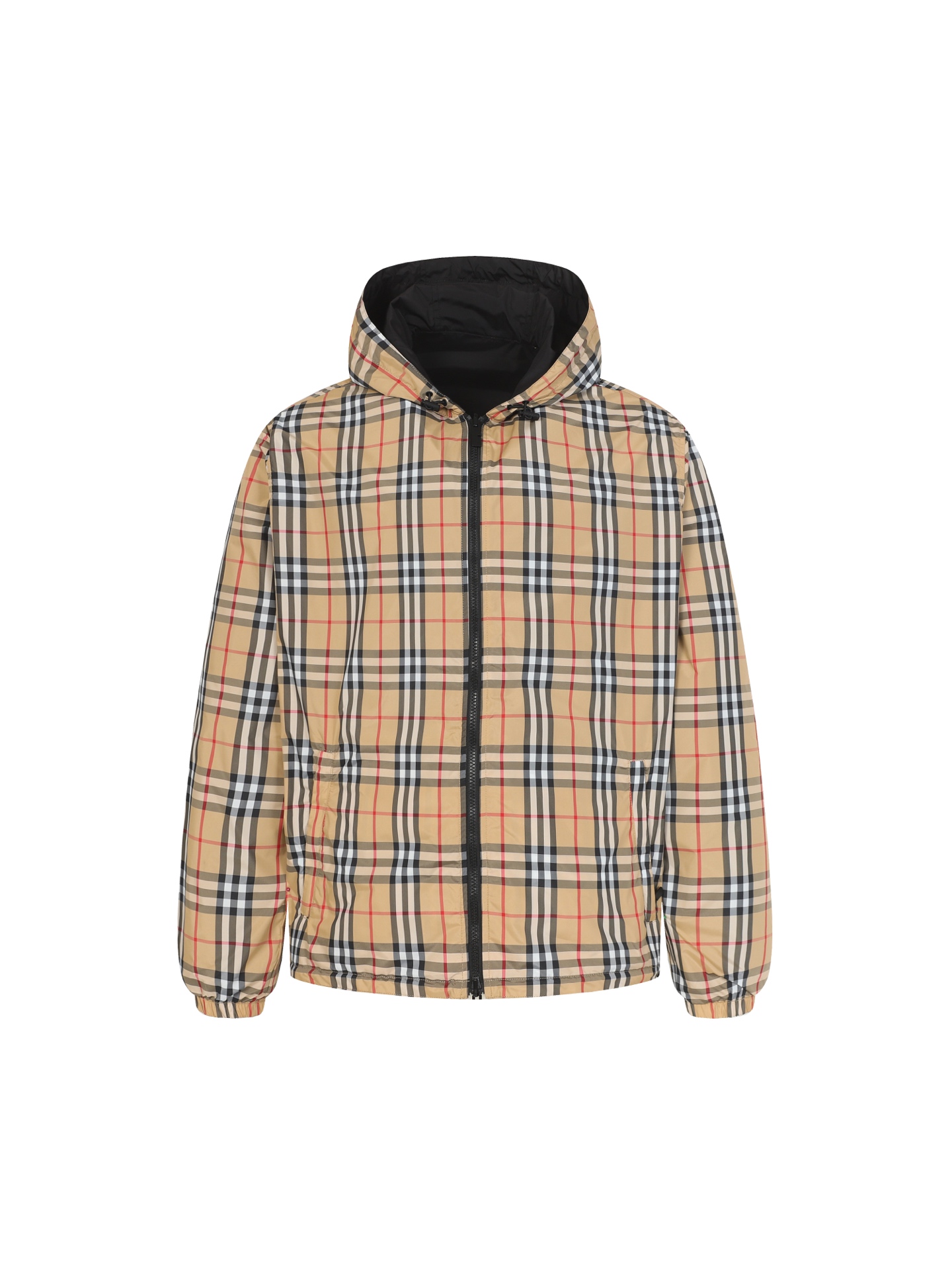 Classic plaid reversible hooded jacket