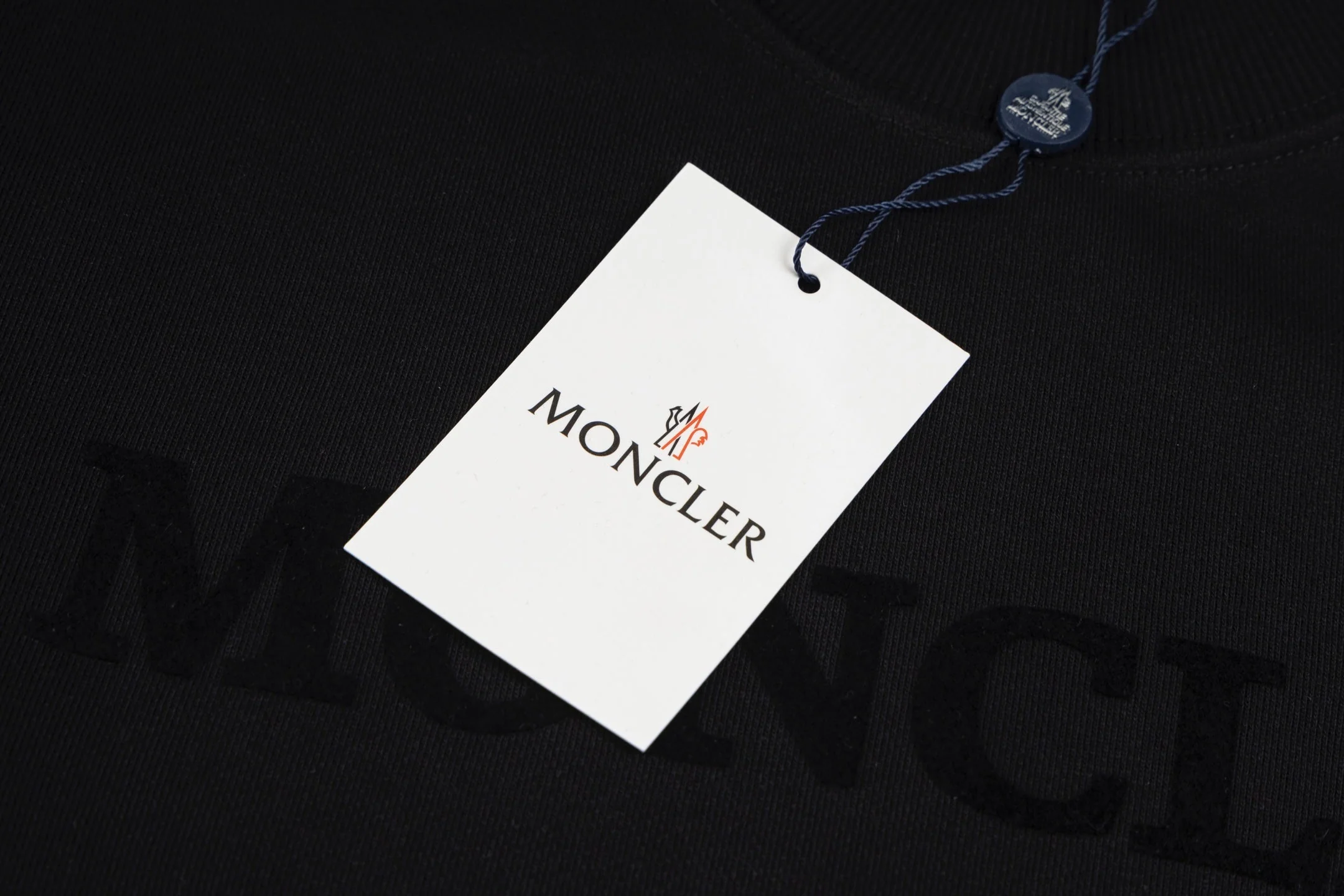 Flocked crew neck cotton sweatshirt