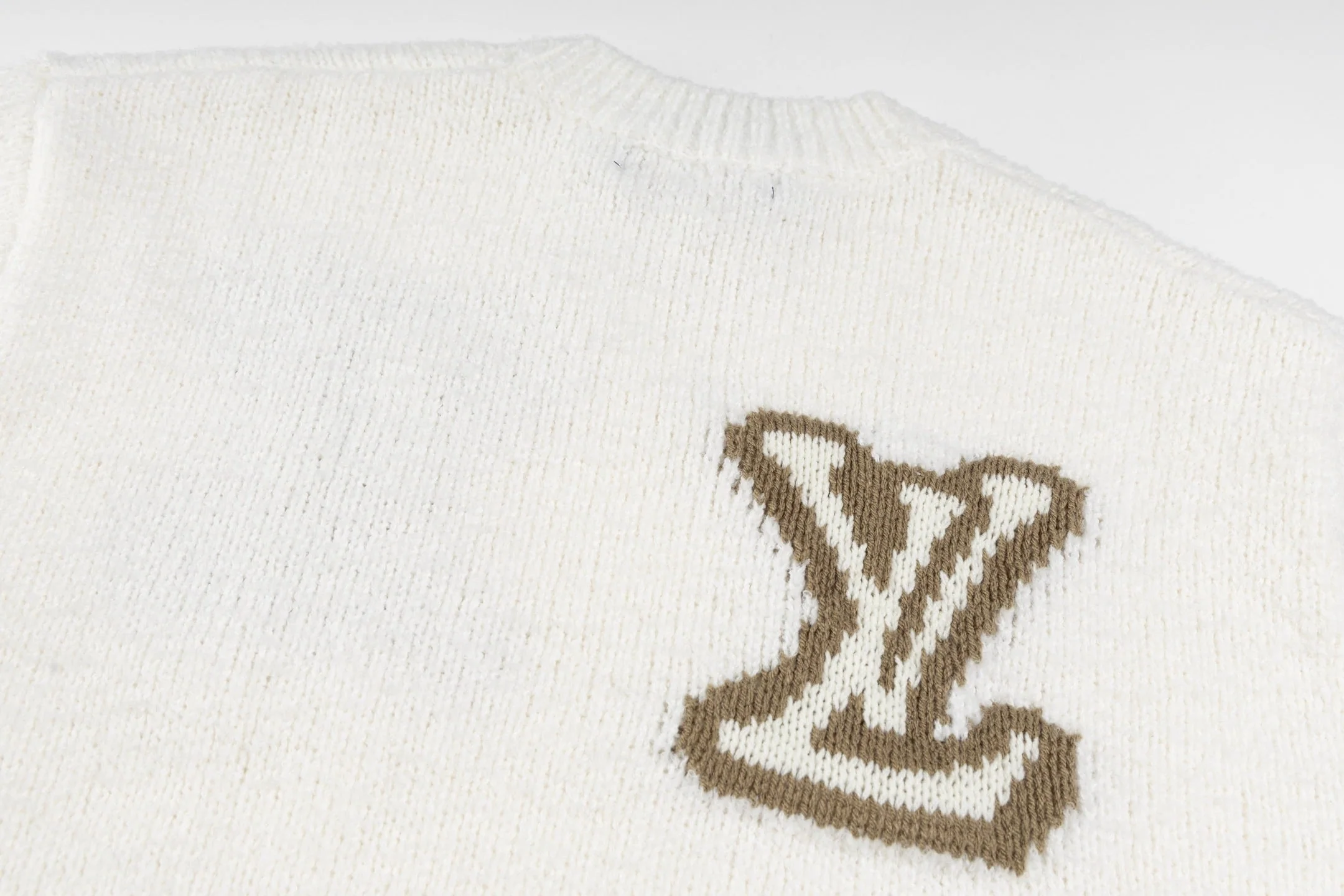 Reversible jacquard crew neck sweater