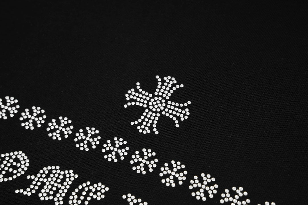 Rhinestone embroidered cotton T-shirt