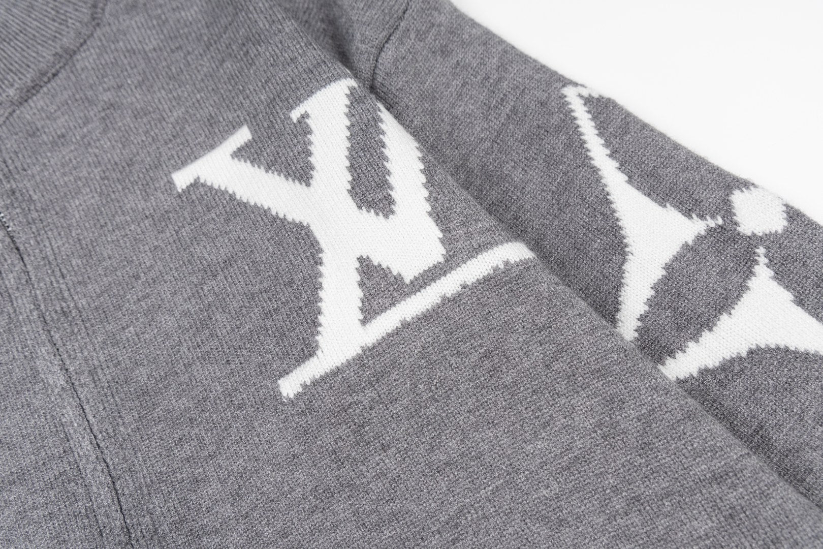 Jacquard zipper knitted sweater cardigan