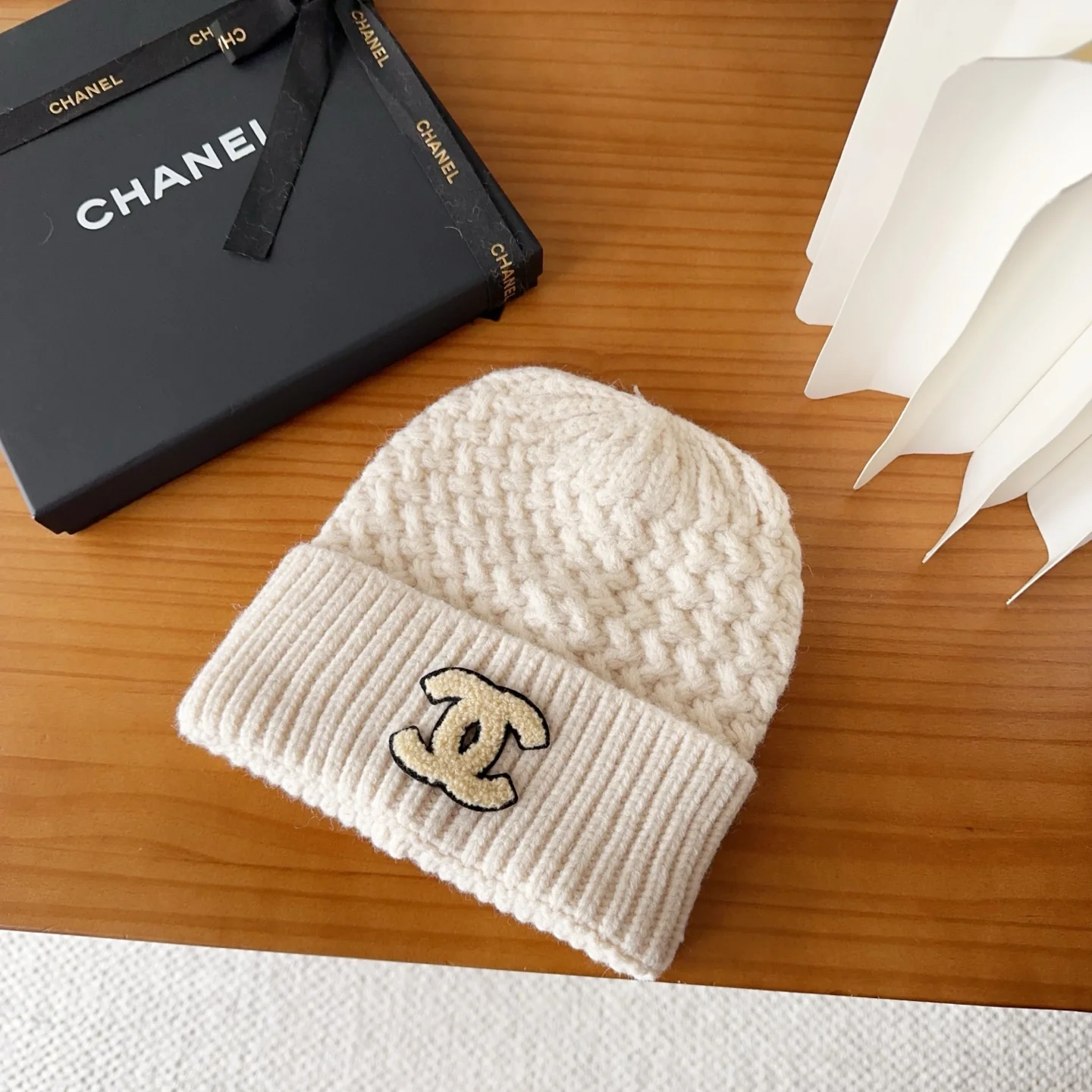 Embroidered Wool Knit Beanie