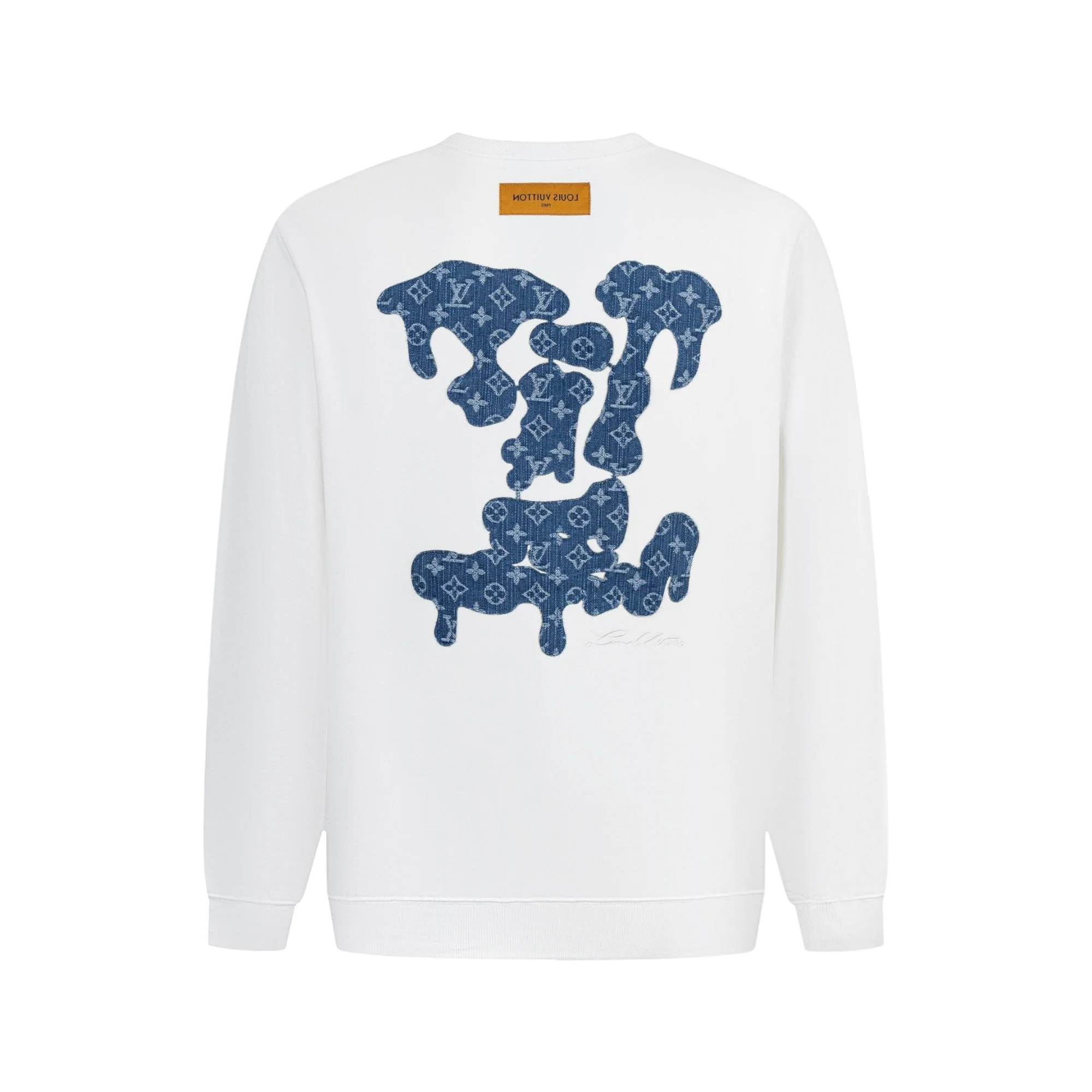 Double-sided embroidered round neck cotton sweatshirt