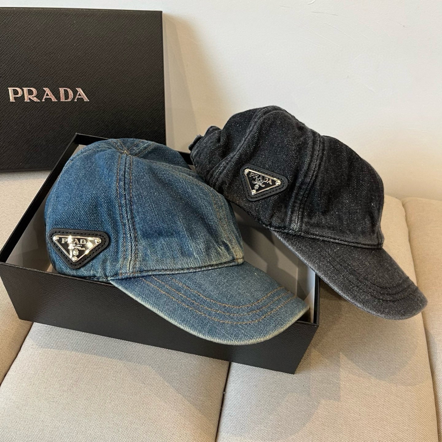 Distressed denim baseball cap