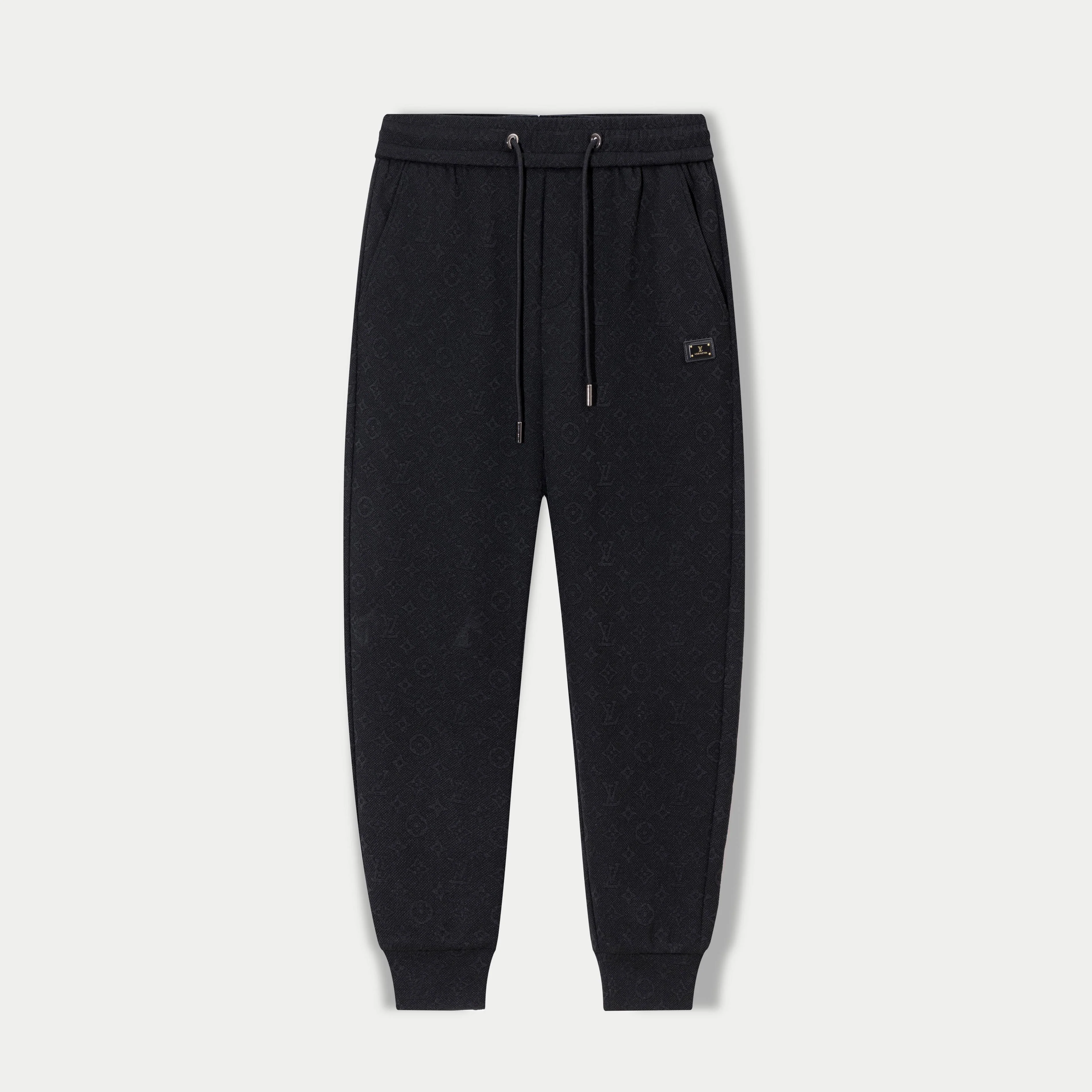 Jacquard lettering drawstring trousers