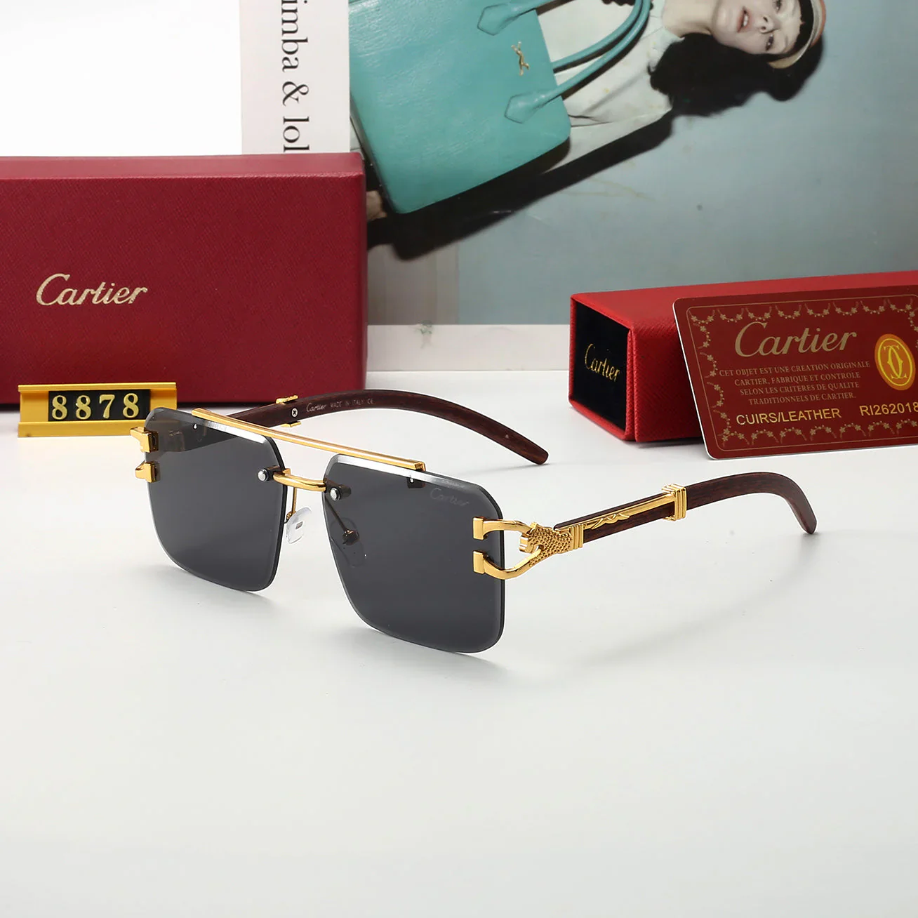 5 colors of trendy rimless sunglasses 8878