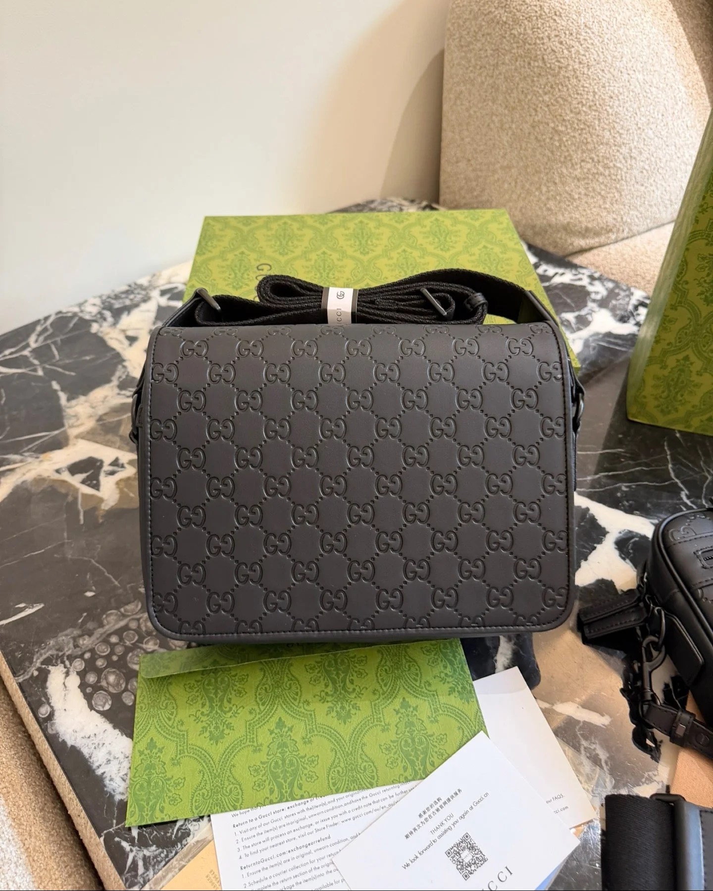 Men's Black Leather Crossbody Bag