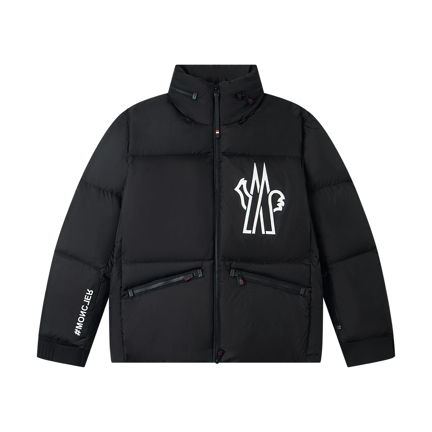 Printed stand-up collar down jacket