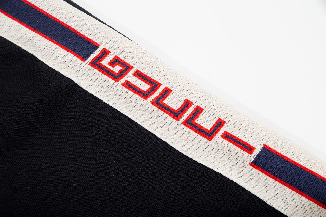 Web-paneled jacquard trousers