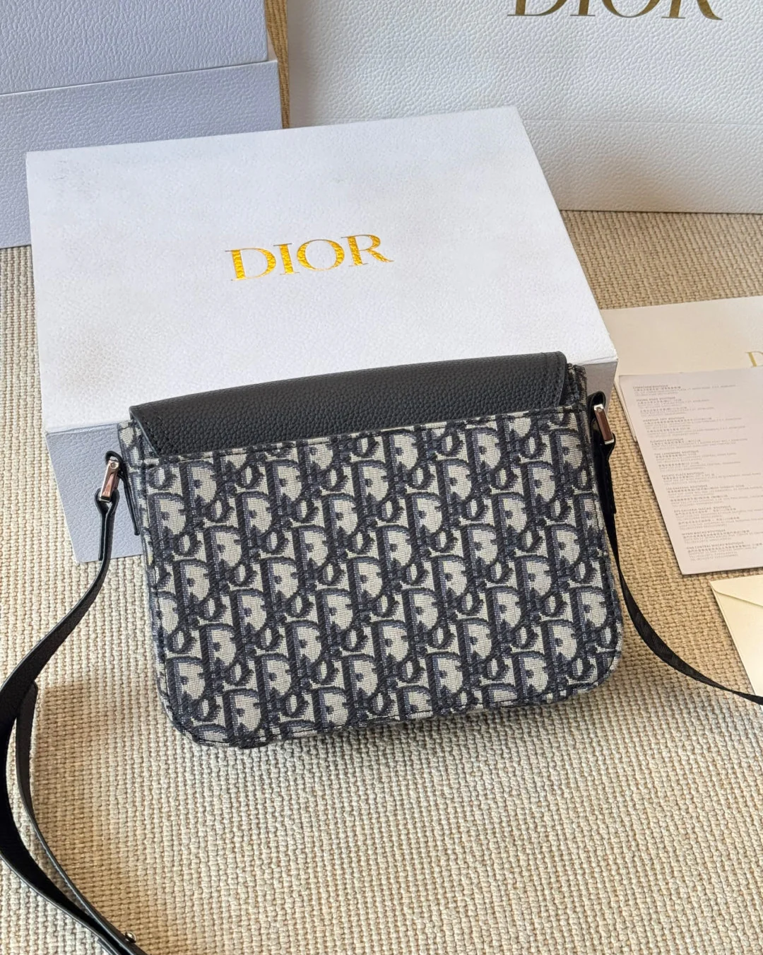 Unisex Embossed Leather Messenger Bag