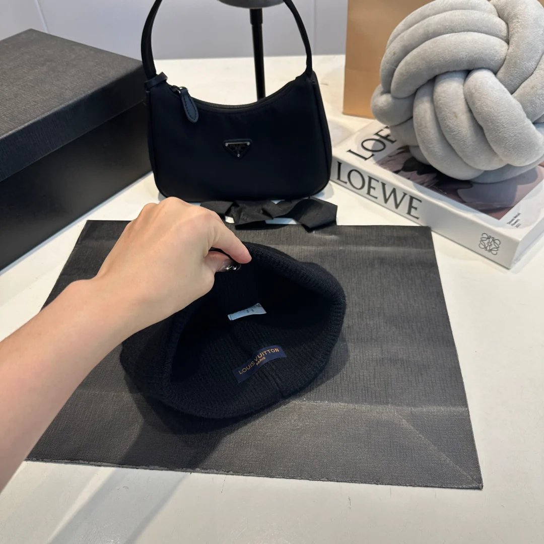 Leather Print Cashmere Knitted  Beanie