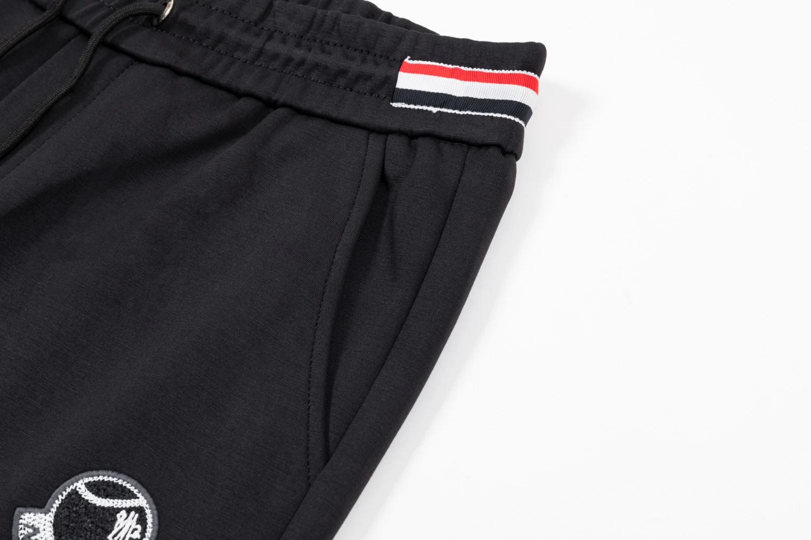 Embroidery cotton drawstring trousers